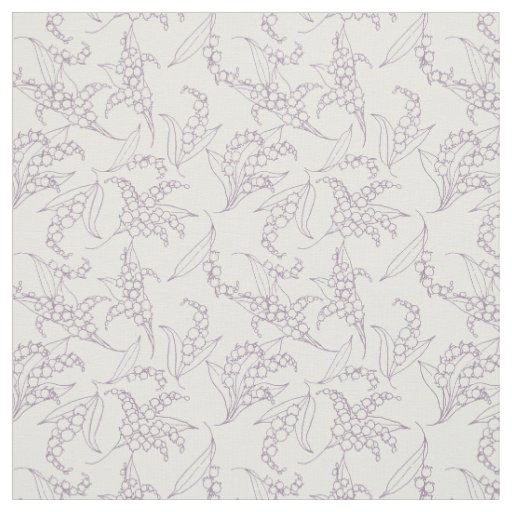 Lily-of-the-Valley Mauve Outlines on White Floral Fabric