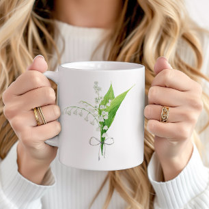 Lily of the Valley May Birth Flower Ceramic Coffee Mug