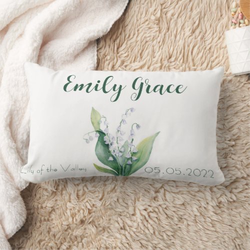 Lily of the Valley May Birth Flower Lumbar Pillow
