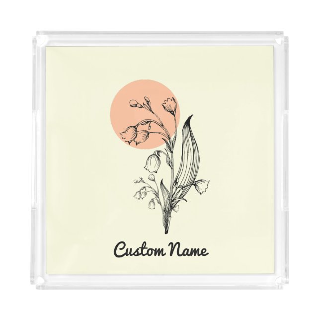 Lily of the Valley May Birth Month Flower  Acrylic Tray (Front)