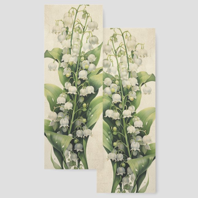 Lily of the Valley May Birth Month Flower Bookmarks (Front & Back)