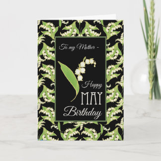 Lily-of-the-Valley May Birthday Card, Mother Black Card