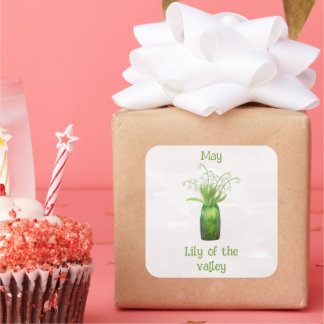 Lily Of the Valley May Birthday Square Sticker