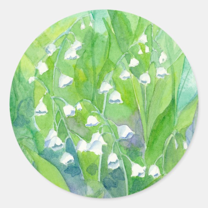 Lily Of The Valley May Flowers Watercolor Painting Classic Round