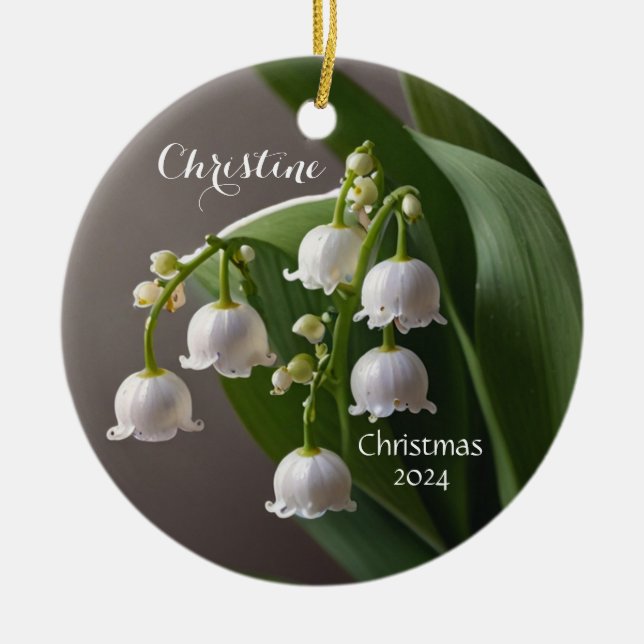 Lily of the Valley May Personalized Ornament (Front)