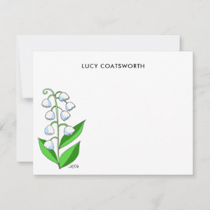 Lily of the Valley Monogram Boho Spring Floral Note Card