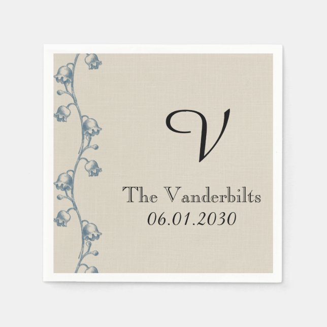 Lily of the Valley Monogram Wedding Paper Napkins (Front)