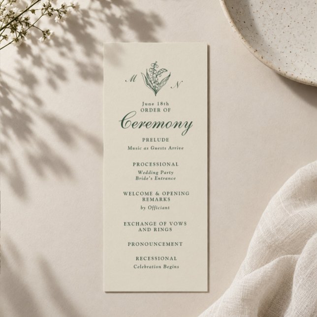 Lily of the Valley Monogram Wedding Program (Creator Uploaded)