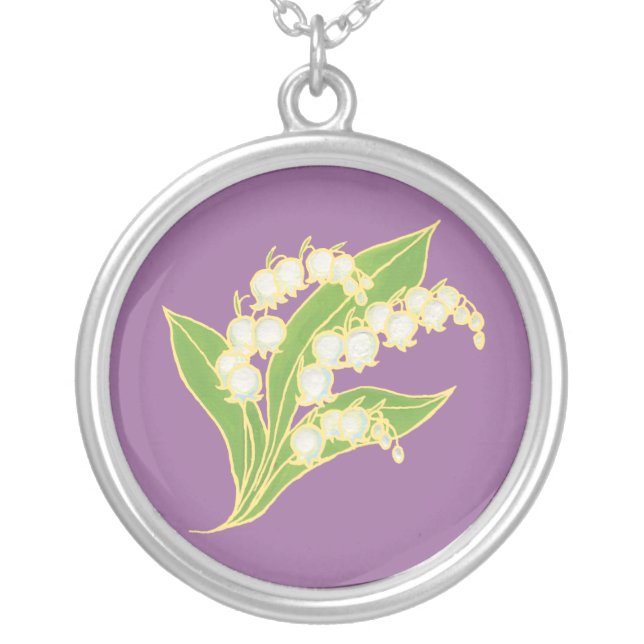 Lily-of-the-Valley Necklace May Birth Month Flower (Front)