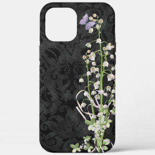 Lily of the Valley on Black Damask iPhone 12 Pro Max Case