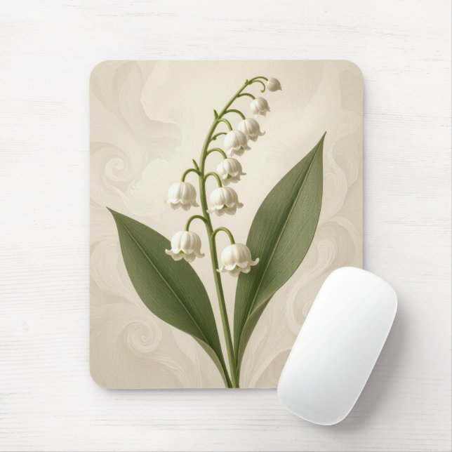 Lily of the Valley On Neutral Abstract Design Mouse Pad (With Mouse)