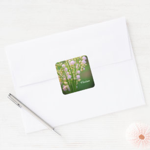 Lily of the valley personalised square sticker