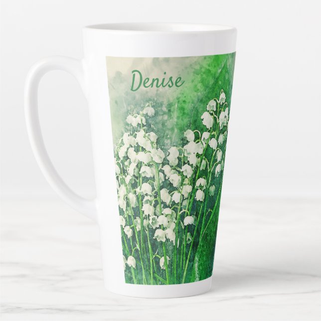 Lily of the Valley Personalized Coffee Mug Cup (Left)