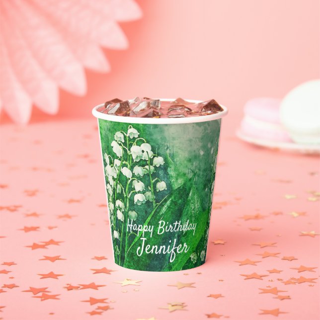 Lily of the Valley Personalized Paper Party Cups (Insitu)