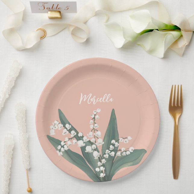 Lily Of The Valley Personalized  Paper Plates (Wedding)