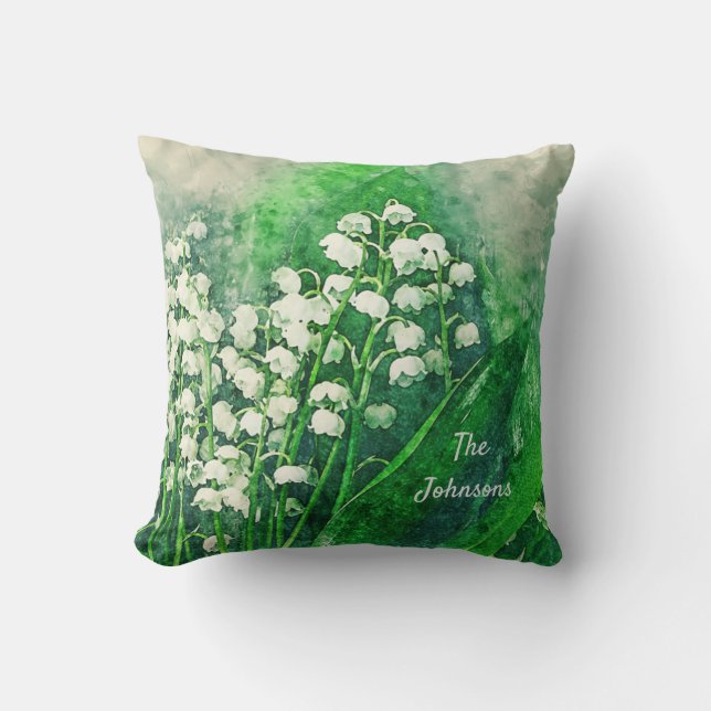 Lily of the Valley Personalized Throw Pillow (Front)