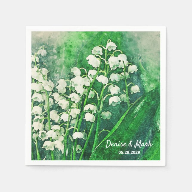 Lily of the Valley Personalized Wedding Napkins (Front)