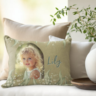 Lily of the Valley Photo & Name Lumbar Pillow