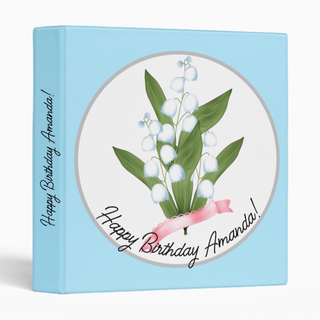 Lily of the valley, retro 3 ring binder (Front/Spine)