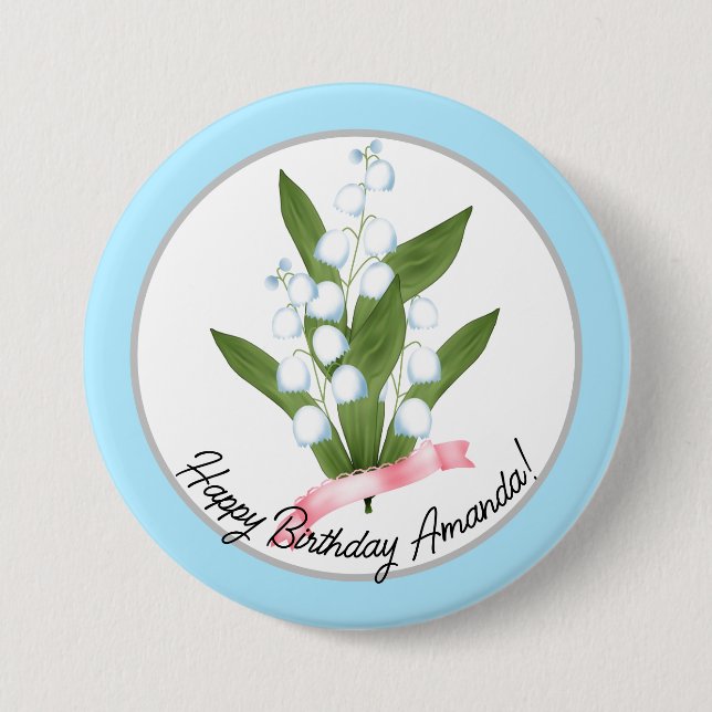 Lily of the valley, retro button (Front)