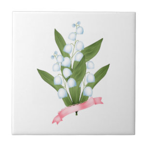 Lily of the valley, retro ceramic tile