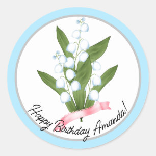 Lily of the valley, retro classic round sticker