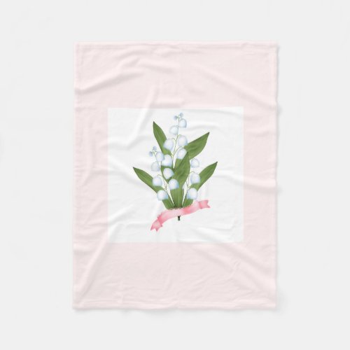 Lily of the valley retro fleece blanket