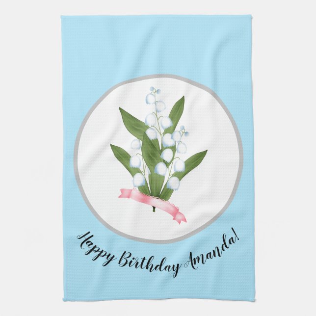 Lily of the valley, retro kitchen towel (Vertical)