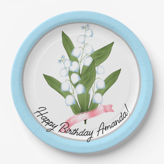 Lily of the valley, retro paper plates (Front)