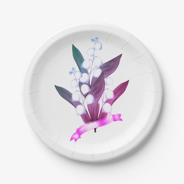 Lily of the valley, retro paper plates (Front)