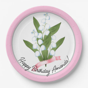 Lily of the valley, retro paper plates