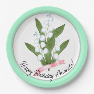 Lily of the valley, retro paper plates