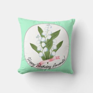 Lily of the valley, retro throw pillow