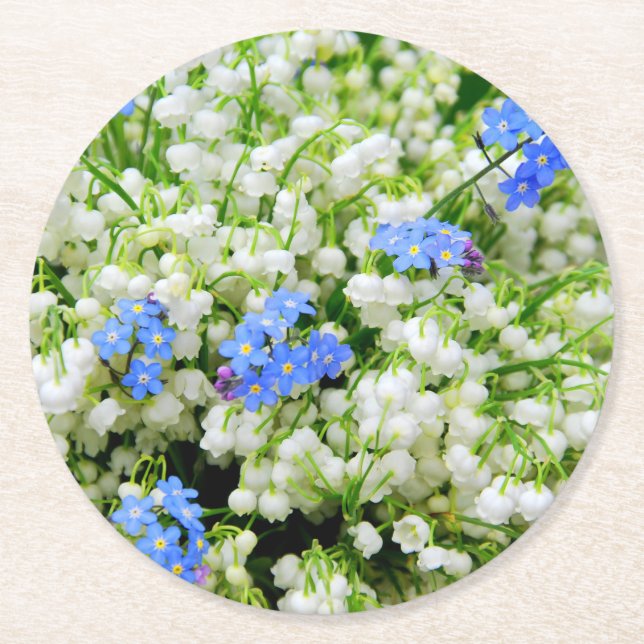 Lily of the valley round paper coaster (Front)