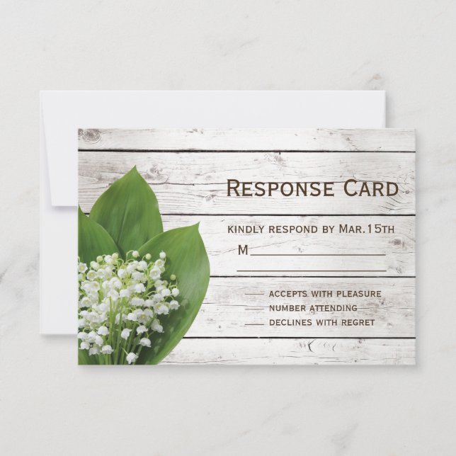 Lily of the Valley RSVP barn board Card (Front)