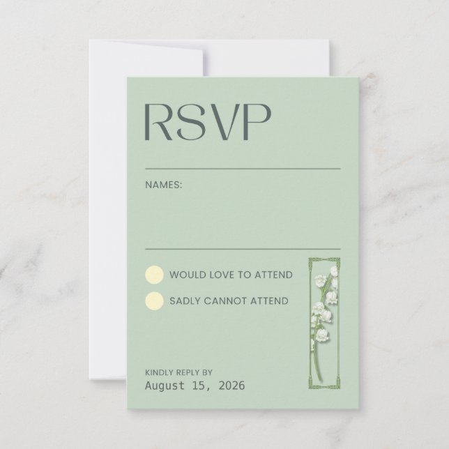 Lily of the Valley - Sage Green RSVP (Front)