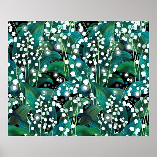 Lily of the valley Seamless background pattern Poster