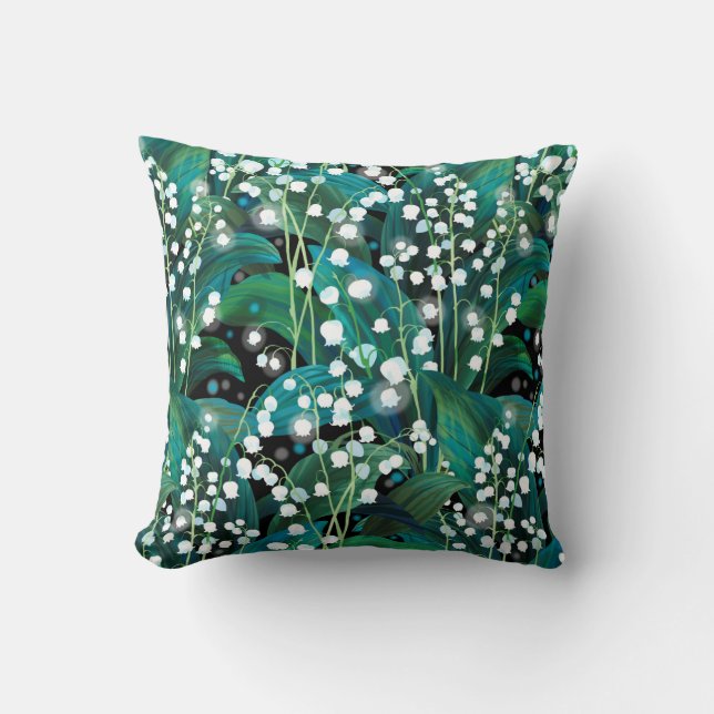 Lily of the valley. Seamless background pattern Throw Pillow (Front)