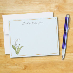 Lily of the Valley Sky Blue Floral Cute Botanical  Note Card
