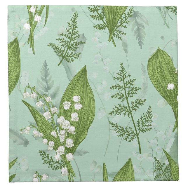 Lily of the Valley || Soft Green Cloth Napkin (Front)