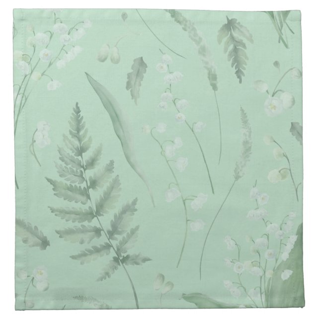 Lily of the Valley || Soft Green Cloth Napkin (Front)