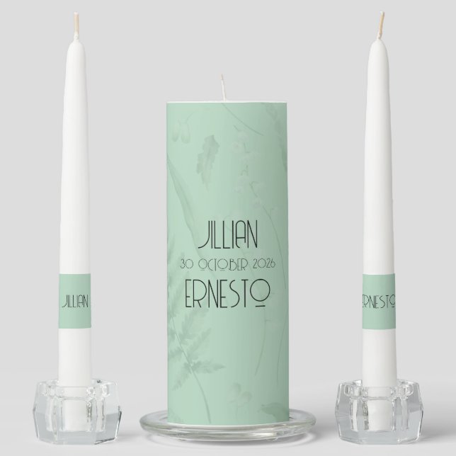 Lily of the Valley || Soft Green Custom Unity Candle Set (Front)
