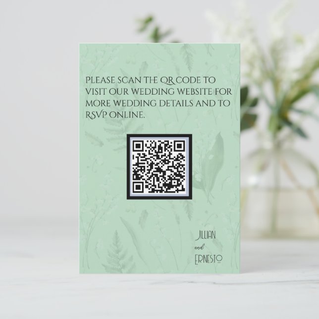 Lily of the Valley || Soft Green QR Code  Enclosure Card (Standing Front)
