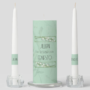 Lily of the Valley Soft Green w/ Graphic Unity Candle Set