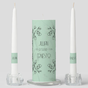 Lily of the Valley Soft Green w/ Graphic Unity Candle Set