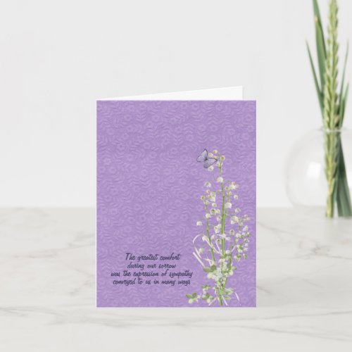 Lily of the Valley sympathy thank you Card