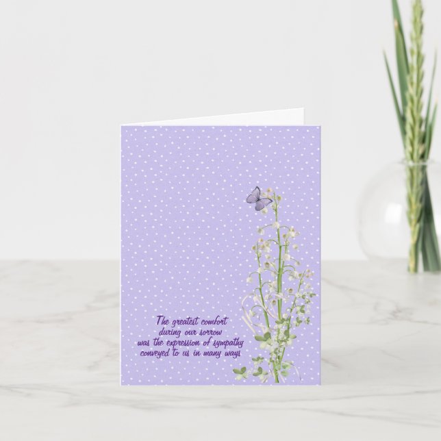 Lily of the Valley sympathy thank you Card (Front)