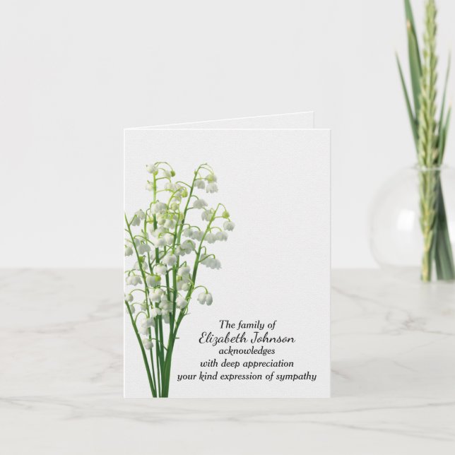 Lily of the Valley Sympathy Thank You from Family Card (Front)