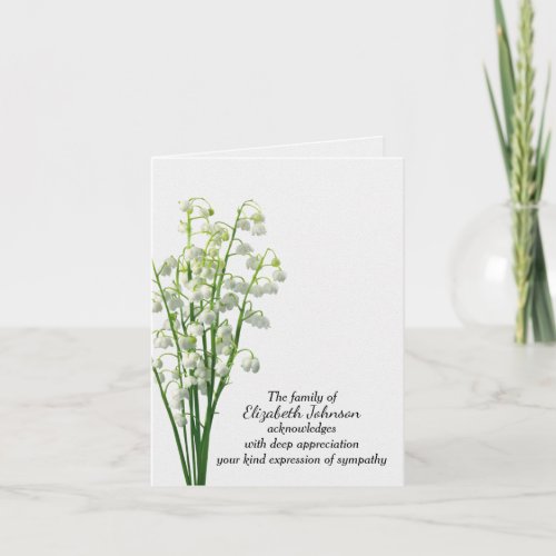 Lily of the Valley Sympathy Thank You from Family Card