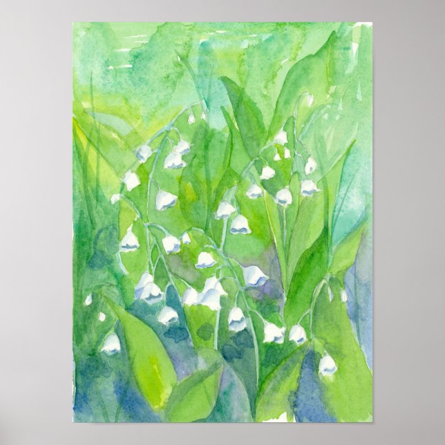 Lily of the Valley Watercolor Flowers Poster (Front)
